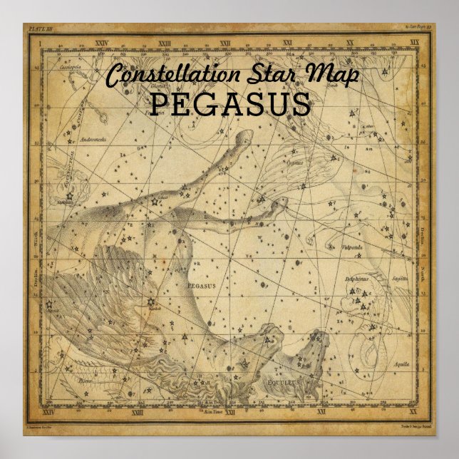 Affiches Pegasus Horse Constellation Carte d'étoile Androme (Devant)