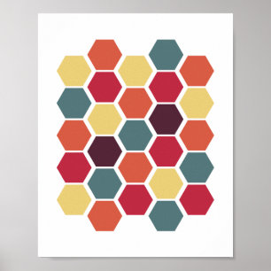 Affiches Peigne de miel coloré moderne géométrique Hexagon