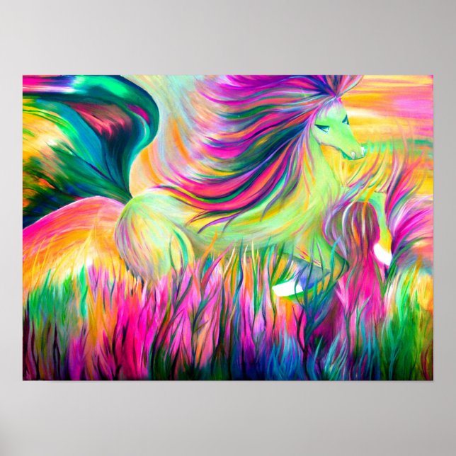 Affiches Peinture à cheval colorée (Devant)