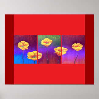 Affiches Peinture à fleurs de pavot jaune - Multi