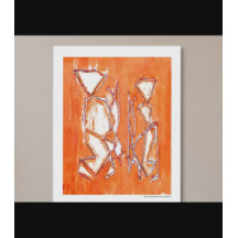 Peinture Abstraite de Couple Pop Orange Vibrant