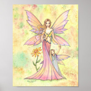 Affiches Peinture artistique à l'aquarelle de fée mère et f