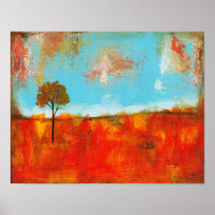 Affiches Peinture artistique d'arbre de paysage abstrait de