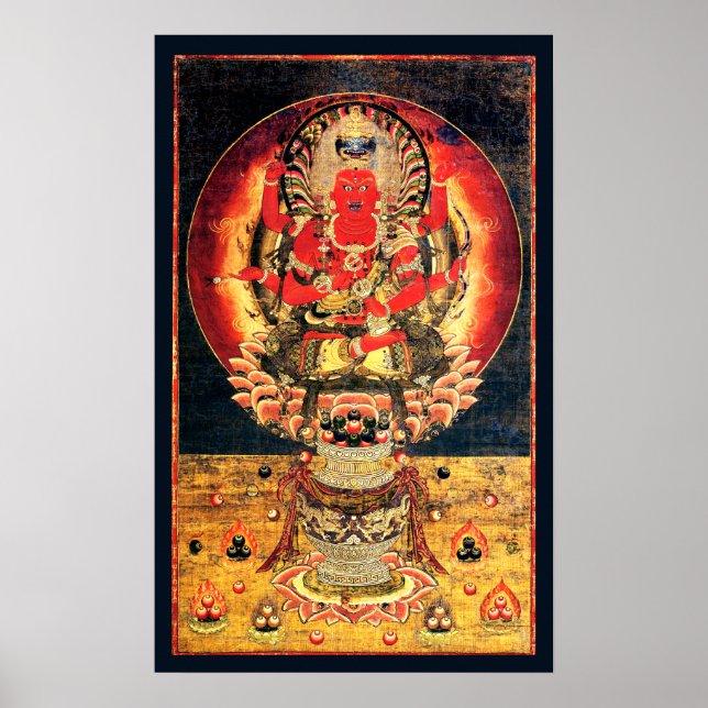 Affiches Peinture bouddhiste Aizen Myoo du 14ème siècle (Devant)