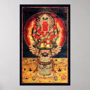 Affiches Peinture bouddhiste du 14ème siècle d'Aizen Myoo
