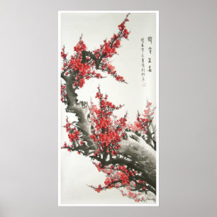 Affiches Peinture chinoise de fleurs de cerisier (copie