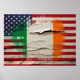 Affiches Peinture de craquelures  Drapeau irlandais américa