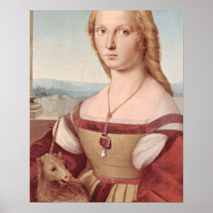 Affiches Peinture de la Renaissance Licorne et Dame Raphaël