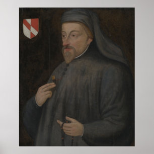 Affiches Peinture de portrait de Geoffrey Chaucer vintage