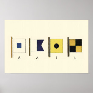 Affiches Peinture de quatre drapeaux avec la voile écrite