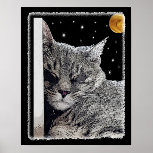 Affiches Peinture de sieste de chat pour les amateurs de ch