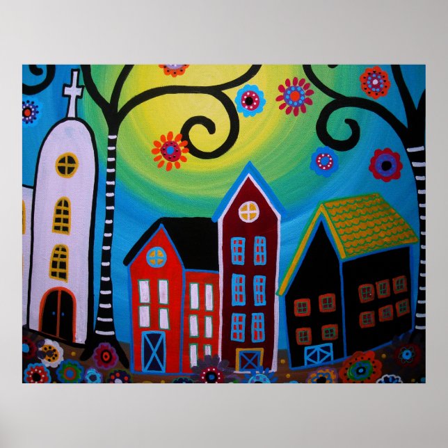 AFFICHES PEINTURE DE VILLE MEXICAINE (Devant)