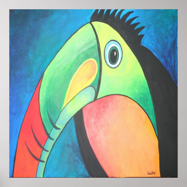 Affiches Peinture dessinée Toucan Childlike (Devant)