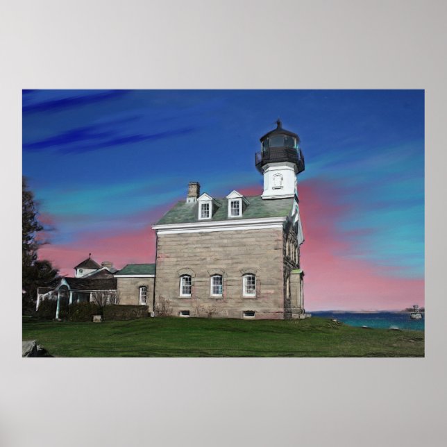 Affiches Peinture du phare Morgan Point Imprimer (Devant)