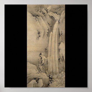 Affiches Peinture japonaise de la cascade, C. 1500's