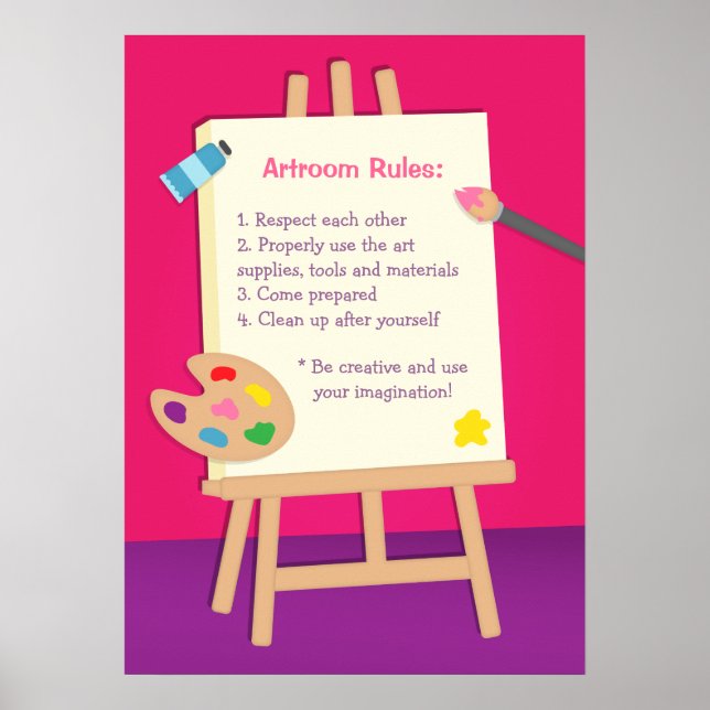 Affiches Peinture Kids Art Room Règles de classe (Devant)