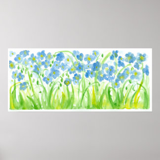 Affiches Peinture Pastel Blue Aquarelle