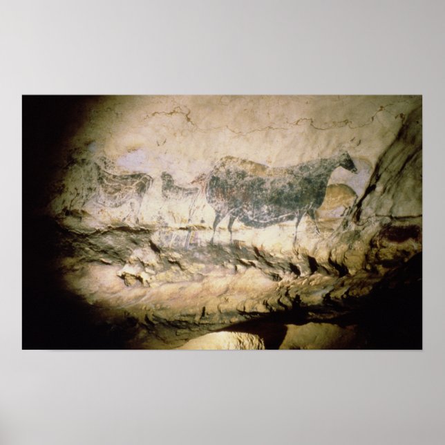 Affiches Peinture rocheuse d'une vache noire, c.17000 av. (Devant)