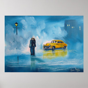 Affiches Peinture romantique jaune de couples de jour