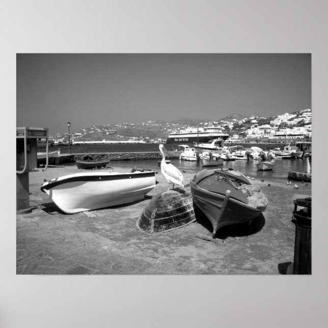 Affiches Pelican et Bateaux (noir et blanc) (Devant)