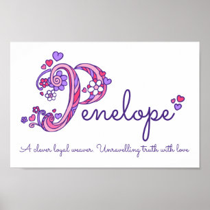 Affiches Penelope initiale P gribouillage coeur art signifi