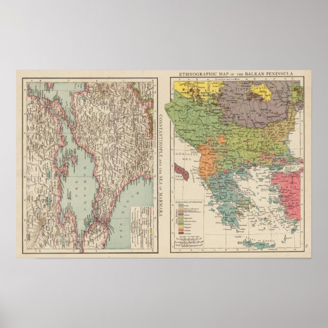 Affiches Péninsule balkanique d'ethnog, Constantinople (Devant)