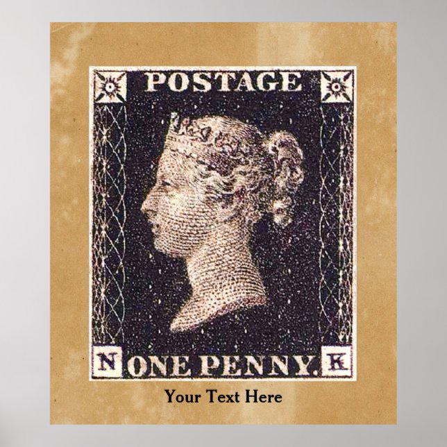 Affiches Penny Black Postage Timbre (Devant)