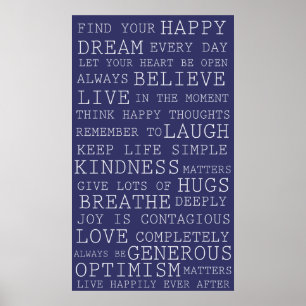 Affiches Pensées positives pourpres Mots inspirants