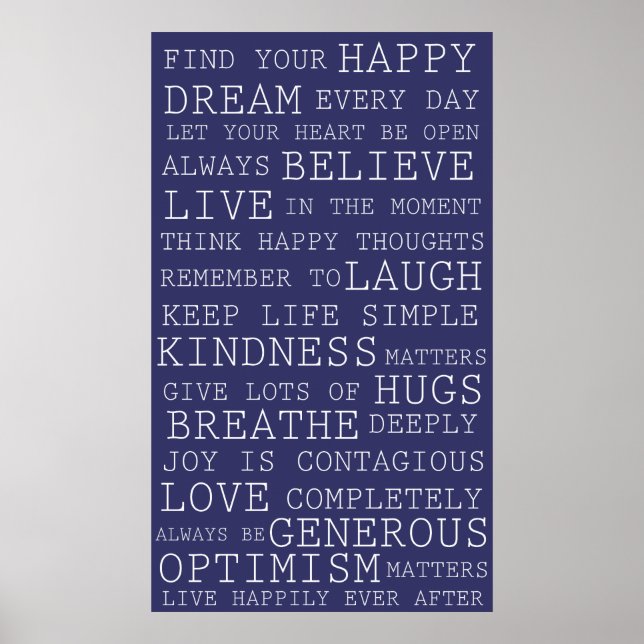 Affiches Pensées positives pourpres Mots inspirants (Devant)
