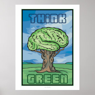 Affiches Pensez au cerveau vert