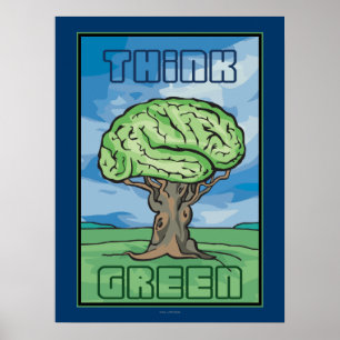 Affiches Pensez au cerveau vert
