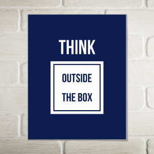 Affiches Pensez en dehors de la boîte bleu motivation