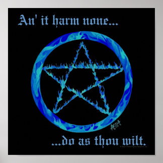Affiches Pentacle de feu bleu