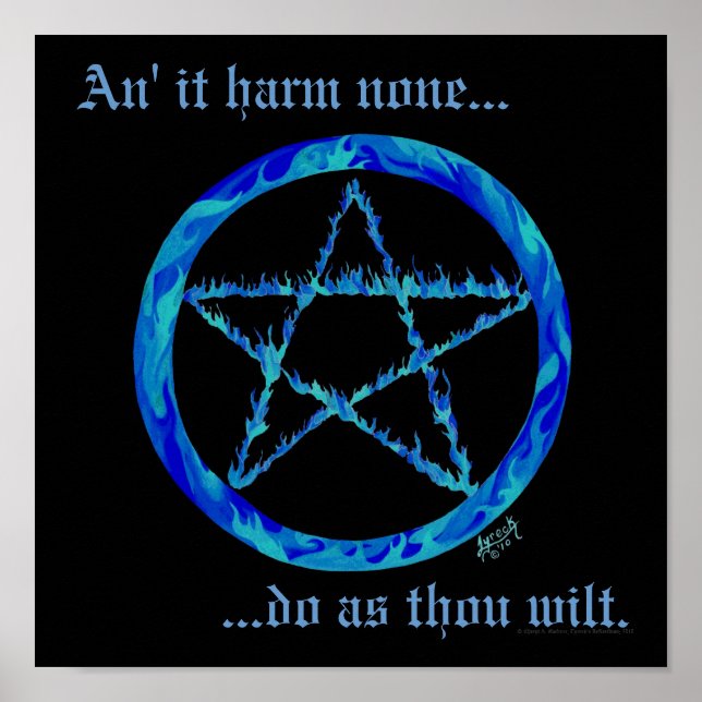 Affiches Pentacle de feu bleu (Devant)
