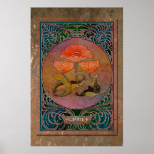 Affiches Pépites Art Nouveau dans un cadre de Mucha en cuiv
