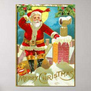 Affiches Père Noël à la cheminée
