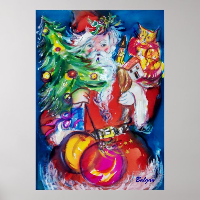 AFFICHES PÈRE NOËL AVEC ARBRE DE NOËL ET CADEAUX (Devant)
