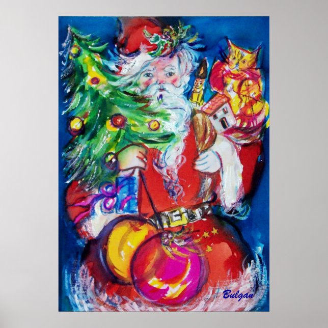AFFICHES PÈRE NOËL AVEC ARBRE DE NOËL ET CADEAUX (Devant)