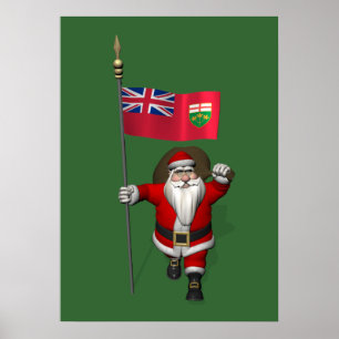 Affiches Père Noël Avec Drapeau De L'Ontario CDN