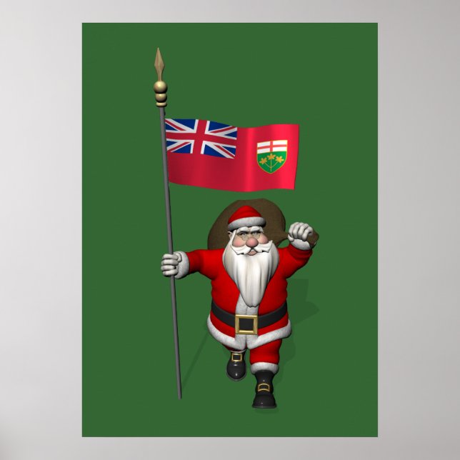 Affiches Père Noël Avec Drapeau De L'Ontario CDN (Devant)