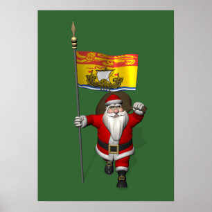 Affiches Père Noël Avec Drapeau Du Nouveau-Brunswick CDN