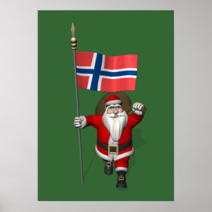 Affiches Père Noël avec l'enseigne de la Norvège