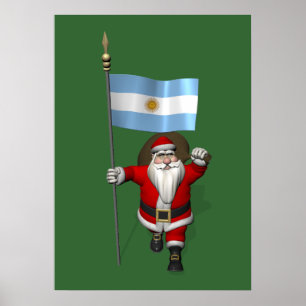 Affiches Père Noël Avec L'Ensigne D'Argentine