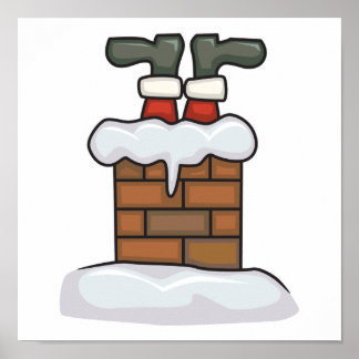 Affiches père Noël coincé dans la cheminée