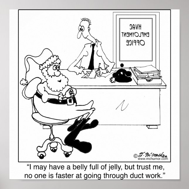 Affiches Père Noël dans un bureau d'emploi du chauffage et  (Devant)