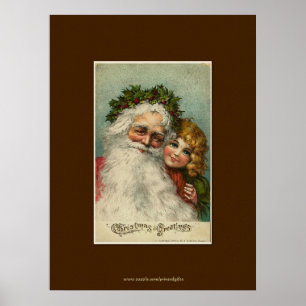 Affiches Père Noël & Enfant Art Vintage