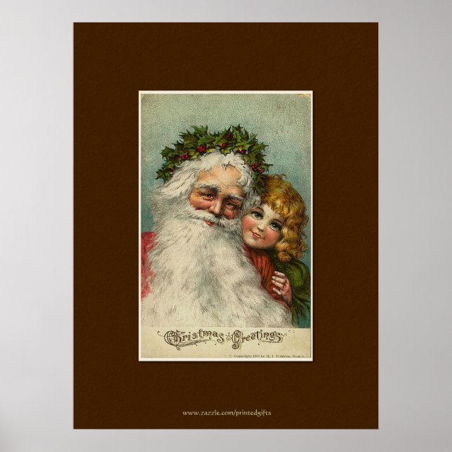 Affiches Père Noël & Enfant Art Vintage (Devant)