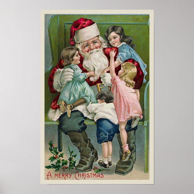 Affiches "Père Noël et quatre enfants" (Devant)