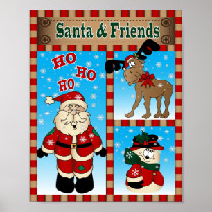 Affiches Père Noël et ses amis d'hiver