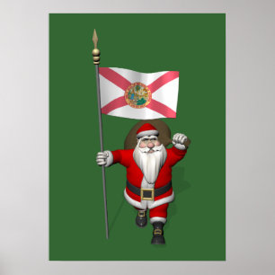 Affiches Père Noël patriotique visite la Floride